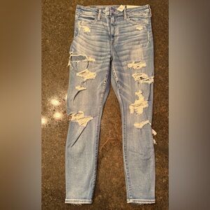 American Eagle Outfitters Ripped Light Blue Skinny Jeans
